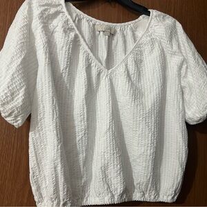 LOFT White Textured Blouse